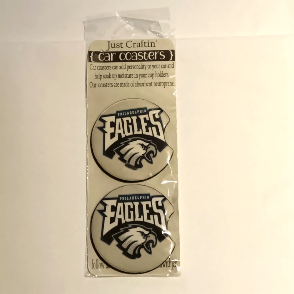 New Philadelphia Eagles Coasters Car Cupholder Super Bowl Champs 2 Pack Football